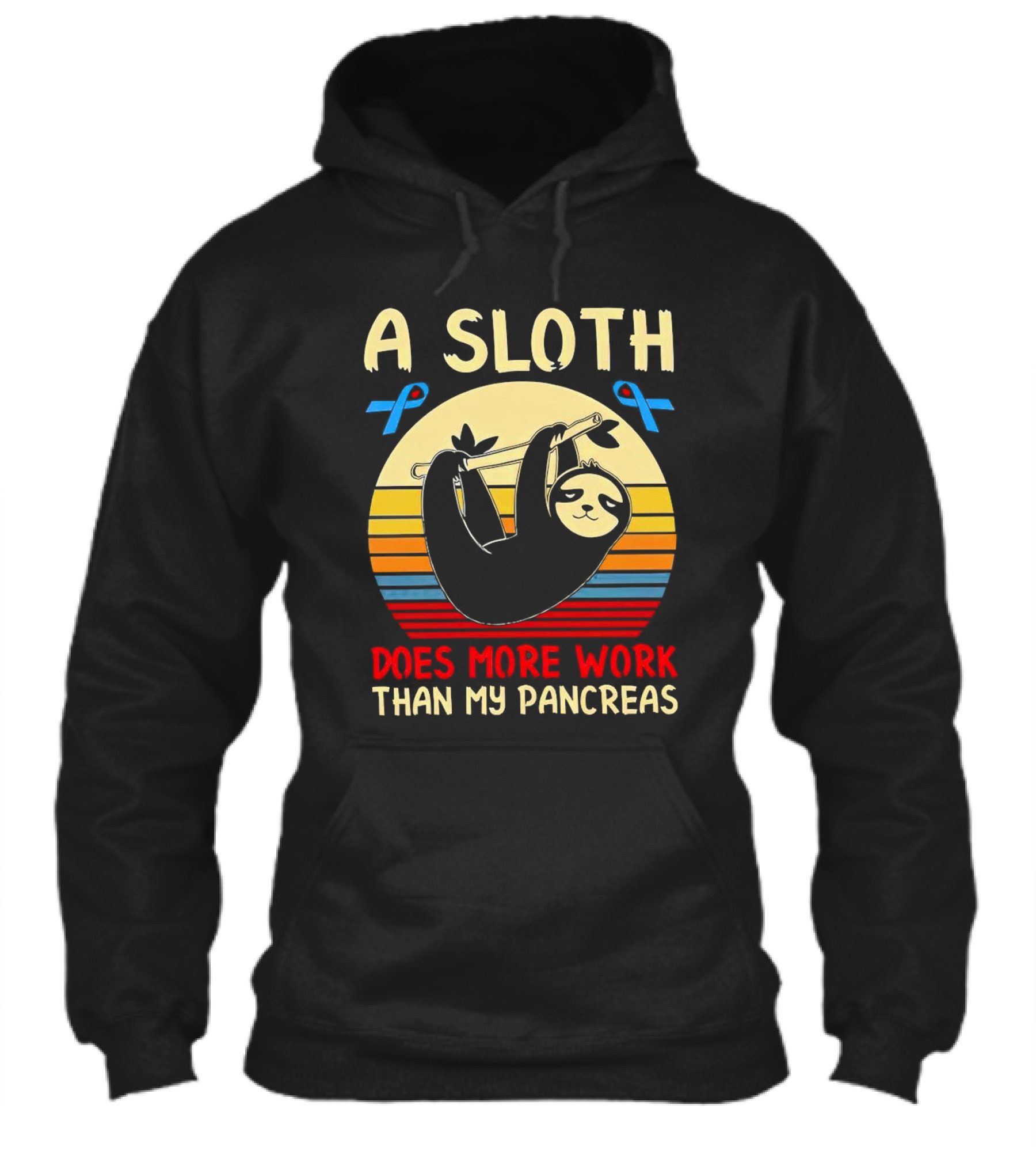 A Sloth Does More Work Than My Pancreas Vintage Style With Blue Diabetes Awareness Ribbons Shirt